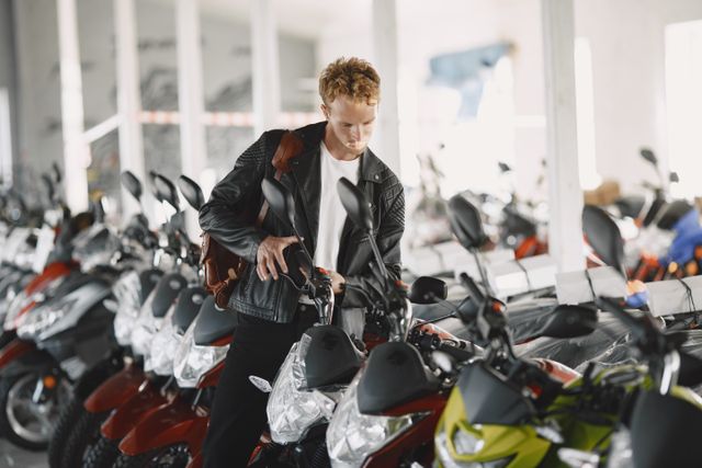 Person taking test ride of a motorcycle