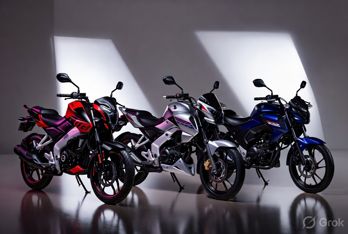 Bajaj Pulsar N160, Honda SP 160 and Yamaha FZ-S FI side by side