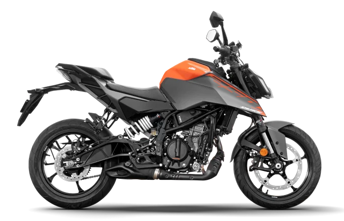 KTM Duke 250 Slate Grey dynamic riding shot